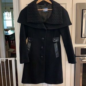 Mackage Wool Coat with Leather Trim